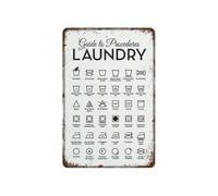 Clothing Care Label Metal Tin Sign Washing Machine Symbol Reference For Mudroom Basement Apartment Laundromat Wall-Art 8 X 12 inch