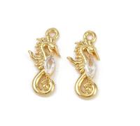 Clotiry 10 ciondoli a forma di cavalluccio marino in ottone con zirconia cubica, per gioielli, collane, bracciali, orecchini, Metallo non prezioso