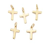 Clotiry 10 ciondoli a forma di croce religiosa, in ottone dorato, a forma di crocifisso, per la creazione di gioielli, bracciali, collane, orecchini, regali, Metallo non prezioso