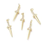 Clotiry 10 ciondoli a forma di spada in ottone con zirconia cubica intarsiata a forma di pugnale, per la creazione di gioielli, collane, regali artigianali, Metallo non prezioso