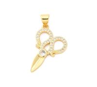 Clotiry 10 ciondoli in ottone con micro pavé di zirconi cubici a forma di forbici, mini strumenti da cucito, ciondoli per gioielli, collane, bracciali, orecchini, Metallo non prezioso