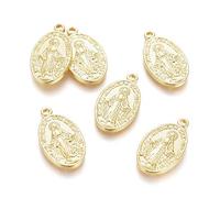 Clotiry 10 eleganti ciondoli dorati a forma di croce religiosa, in ottone, a forma di ovale, per la creazione di gioielli, collane, bracciali, orecchini, Metallo non prezioso