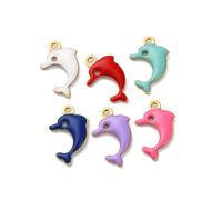 Clotiry 50 ciondoli colorati smaltati a forma di delfino, in acciaio inox, a forma di animale marino, per la creazione di gioielli e collane artigianali