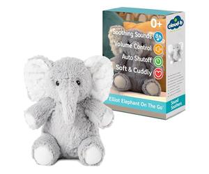 Cloud B Sound Machine con Suoni Rilassanti | Peluche Sonoro Portatile per la Nanna del Bambino | Impostazioni Regolabili & Timer Auto-Spegnimento | Elliot Elefante On The Go