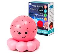 Cloud B Twinkles To Go | Lampada Notturna Portatile per Bambini | Proiettore Stelle & Pesciolini a Bolle | 3 Colori Rilassanti & Cambio Colori | Spegnimento 23-45 Min | LED Delicati | Octo Baby Pink