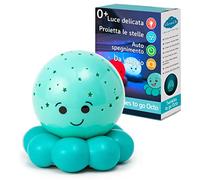 Cloud B Twinkles To Go | Lampada Notturna Portatile per Bambini | Proiettore Stelle & Pesciolini a Bolle | 3 Colori Rilassanti & Cambio Colori | Spegnimento 23-45 Min | LED Delicati | Octo Baby Blue