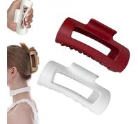 Cloud Clip, Cloud Hair Clip, Square Frosting Hair Soft Claw Clips for Women, Flexible Clawclip, Squishy Silicone Claw Clip, for Women'S Thin And Thick Curly Hair (Red + White)