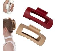 Cloud Clip, Cloud Hair Clip, Square Frosting Hair Soft Claw Clips for Women, Flexible Clawclip, Squishy Silicone Claw Clip, for Women'S Thin And Thick Curly Hair (Red + Khaki)