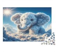 Cloud Elephant Fantasy 100% Recycled Cardboard Cloud Elephant Art 1000 Piece Jigsaw Puzzle for Adults Beautifully Illustrated Unique 52x38cm/1000pcs