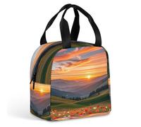 Cloud Garden at Sunset - Borsa per il pranzo per donne e uomini, portatile, isolata, con manico, a prova di perdite, riutilizzabile, per lavoro, picnic, viaggi