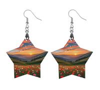 Cloud Garden at Sunset Orecchini in legno da donna, gioielli vintage eleganti in legno, orecchini leggeri per matrimoni, feste, regalo di tutti i giorni, Star, Legno, Legno