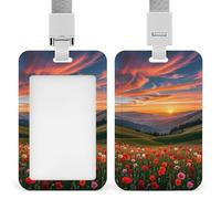 Cloud Garden at Sunset - Porta badge con cordino staccabile, design impermeabile, per ufficio, posto di lavoro