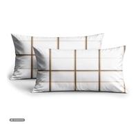 CloudComfort Basic Fodera per cuscino in cotone a quadretti bianchi, set da 2, 40 x 80 cm, kariert