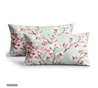 CloudComfort Basic Fodera per cuscino in cotone color menta, set da 2 pezzi, 40 x 80 cm, mint
