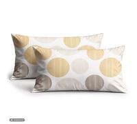 CloudComfort Basic - Fodera per cuscino in cotone con motivo a cerchi, set da 2 pezzi, 40 x 80 cm, gelb