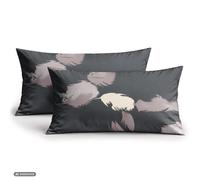CloudComfort Basic Fodera per cuscino in cotone grigio/lilla, set da 2 pezzi, 40 x 80 cm, Anthrazit