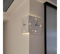 CLOUDEMO Corner Clock, Double Sided Corner Wall Clock, Sensor Luminous Corner Wall Clock with Numeral Scale Battery Operated Silent Wall Clock for Bedroom (White)