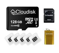 Cloudisk Confezione da 5 schede Micro SD da 128 GB, Micro SDXC C10 A2 U3 con adattatore SD, lettore di schede