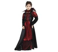 Cloudkids Costume da vampiro da bambina 10-12 anni, Halloween, costume da vampiro ragazza, taglia XL, colore: rosso e nero