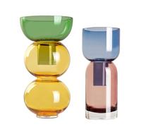 Cloudnola Set di 2 vasi da fiori reversibili in vetro e vaso per boccioli di limone, verde, giallo, blu e rosa, set regalo per casa, matrimoni ed eventi