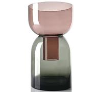 Cloudnola Vaso da fiori e boccioli in vetro, reversibile, XL, grigio fumo e rosa, 33,3 cm di altezza x 19,7 cm di diametro, decorazione per casa, matrimoni ed eventi