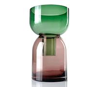 Cloudnola Vaso da fiori reversibile in vetro e vaso per boccioli, verde e rosa, 24,1 cm di altezza x 14,2 cm di diametro, decorazione per la casa, matrimoni ed eventi