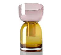 Cloudnola Vaso reversibile in vetro per fiori e boccioli di colore giallo e rosa, 24,1 cm di altezza x 14,2 cm di diametro, decorazione per la casa, matrimoni ed eventi