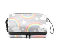 Clouds Stars - Trousse per cosmetici a doppio strato, per donne e ragazze, borsa da viaggio per trucchi, pratica borsa organizer con scomparto per pennelli, Multi, 27x15x14 cm/10.6x5.9x5.5 in, Beauty