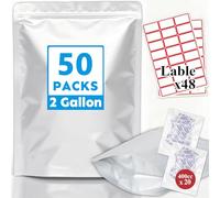 Cloudslucky 50 sacchetti in Mylar da 30 x 42 cm, con assorbitori di ossigeno e etichette, con chiusura lampo da 10 ml, richiudibili