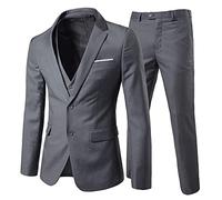 Cloudstyle Abito 3 Pezzi da Uomo Completo da Uomo Formale da Lavoro Giacca e Gilet e Pantaloni in 3 Pezzi dal Taglio Moderno Grigio L