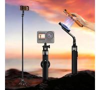 CloudValley 135cm Treppiede Magnetico con Bastone Selfie Magnetico Funzione, due modi per trasportare il telefono, supporta la ricarica USB-C, rotazione di 360/720 gradi, Nero