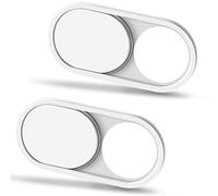 CloudValley Copri Webcam, 0.6mm Ultra-Sottile Metallo, Copri Telecamera per Portatile, MacBook PRO, MacBook Air, PC, Tablet, Mac, iPad, Webcam Cover, 2 Pezzi, Bianco