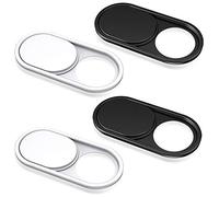CloudValley Copri Webcam, 0.6mm Ultra-Sottile Metallo, Copri Telecamera per Portatile, MacBook PRO, MacBook Air, PC, Tablet, Mac, iPad, Webcam Cover, [2 nero+2 bianchi]