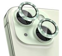 CloudValley Pellicola Fotocamera per iPhone 15 6,1 Pollici e iPhone 15 Plus 6,7 Pollici, Protettive In Vetro Temperato, Accessori 9H Anti-Graffio HD Chiaro, Brillantini Verde