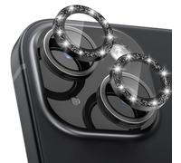 CloudValley Pellicola Fotocamera per iPhone 15 6,1 Pollici e iPhone 15 Plus 6,7 Pollici, Protettive In Vetro Temperato, Accessori 9H Anti-Graffio HD Chiaro, Brillantini Nero