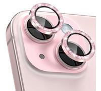 CloudValley Pellicola Fotocamera per iPhone 15 6,1 Pollici e iPhone 15 Plus 6,7 Pollici, Protettive In Vetro Temperato, Accessori 9H Anti-Graffio HD Chiaro, Brillantini Rosa