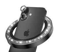 CloudValley Pellicola Protettiva Per Obiettivo Della Fotocamera Con Glitter Per iPhone 17, Vetro Temperato HD Antigraffio, Anello Metallico Infrangibile, Facile Da Installare, Nero Glitter