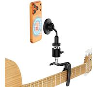 CloudValley Supporto Magnetico 2 in 1 per Chitarra e Telefono con Capotasto, Installazione Portatile Senza Attrezzi per Chitarra/Basso/Ukulele, Intonazione Stabile, Delicato Sulle Chitarre