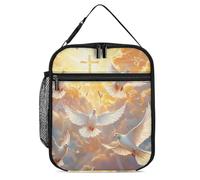 Cloudy Blue Sky White Dove Lunch Box per uomini e donne borse per il pranzo isolate borsa termica portatile tote per lavoro picnic