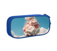 Cloudy Ice Cream Pencil Case, Zip Smooth Pencil Case, Portable Pencil Case Large School Stationery Storage Bag, Makeup Bag, Blu, Taglia unica, Beauty Case