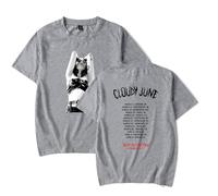Cloudy June We're All Mad Here Tour t-shirt uomo/donna streetwear maglietta a maniche corte, Grigio, XXL