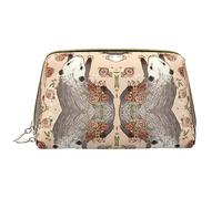Cloudy Night Sky Full Moon Leathers Borsa per il trucco lavabile per le donne, borse cosmetiche da viaggio, astuccio portatile con cerniera astuccio organizer, Opossum dei cartoni animati, Taglia