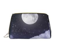 Cloudy Night Sky Full Moon Leathers Borsa per il trucco lavabile per le donne, borse cosmetiche da viaggio, astuccio portatile con cerniera astuccio organizer, Nuvoloso cielo notturno luna piena,