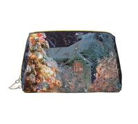 Cloudy Night Sky Full Moon Leathers Borsa per il trucco lavabile per le donne, borse cosmetiche da viaggio, astuccio portatile con cerniera astuccio organizer, Albero di Natale con neve, Taglia unica