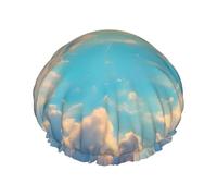 Cloudy Sky Cuffia da doccia da donna, impermeabile, riutilizzabile, con cordino elastico lavabile, adatta per capelli lunghi e trecce, ideale per la doccia.