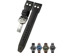 Clouism Cinturino in pelle di vitello con rivetto 20mm 21mm 22mm adatto per orologio IWC Big PILOT IW5009 SPITFIRE IW3777 cinturino Le Petit Prince Mark(Black white 1,21mm)