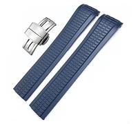 Clouism Cinturino per orologio in gomma fluorurata colorata 21 mm per Patek 5164A 5167A AQUANAUT Philippe Series Cinturino per orologio in silicone con fibbia a farfalla per uomo e donna, blu, Silver