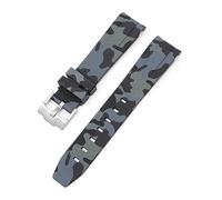 Clouism Cinturino per orologio in gomma naturale con fluoro fine curva da 20 mm, ricambio per cinturino Rolex, nuovi cinturini per orologi di rol Green Submariner Explorer 2, Nero camouflage, 20mm