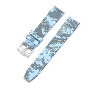 Clouism Cinturino per orologio in gomma naturale con fluoro fine curva da 20 mm, ricambio per cinturino Rolex, nuovi cinturini per orologi di rol Green Submariner Explorer 2, Blu chiaro digitale, 20mm