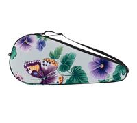 Clover - Borsa da tennis leggera per racchette da tennis con fiori del viole del pensiero e foglie e farfalle